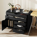 Modern Vertical 5-Drawer Mobile Chest with Door 5 Casters