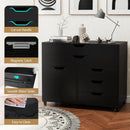 Modern Vertical 5-Drawer Mobile Chest with Door 5 Casters by LJGDeals