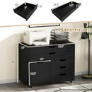 Modern Vertical 5-Drawer Mobile Chest with Door 5 Casters