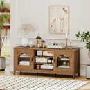 Modern Vintage TV Cabinet with Adjustable Shelves and 2 Cable Holes for TVs up to 65 Inches by LJGDeals