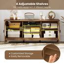 Modern Vintage TV Cabinet with Adjustable Shelves and 2 Cable Holes for TVs up to 65 Inches by LJGDeals