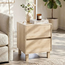 End Table with 2 Storage Drawers - Natural Wood Finish by LJGDeals