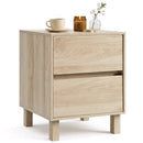 End Table with 2 Storage Drawers - Natural Wood Finish