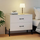 Modern Wooden 2-Drawer Nightstand with Metal Legs and Handles-White by LJGDeals