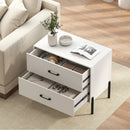 Modern Wooden 2-Drawer Nightstand with Metal Legs and Handles-White by LJGDeals