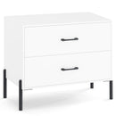 Modern Wooden 2-Drawer Nightstand with Metal Legs and Handles-White by LJGDeals