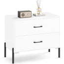 Modern Wooden 2-Drawer Nightstand with Metal Legs and Handles-White by LJGDeals
