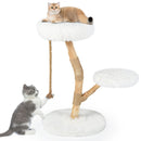 Wooden Cat Tree Tower with Perch and Scratching Posts
