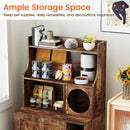 Modern Wooden Industrial Cat Litter Box Enclosure with Storage Shelves-Brown by LJGDeals