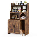 Modern Wooden Industrial Cat Litter Box Enclosure with Storage Shelves-Brown by LJGDeals