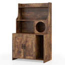 Modern Wooden Industrial Cat Litter Box Enclosure with Storage Shelves-Brown by LJGDeals
