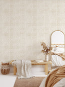 Beige Ikat Geometric Japandi Wallpaper