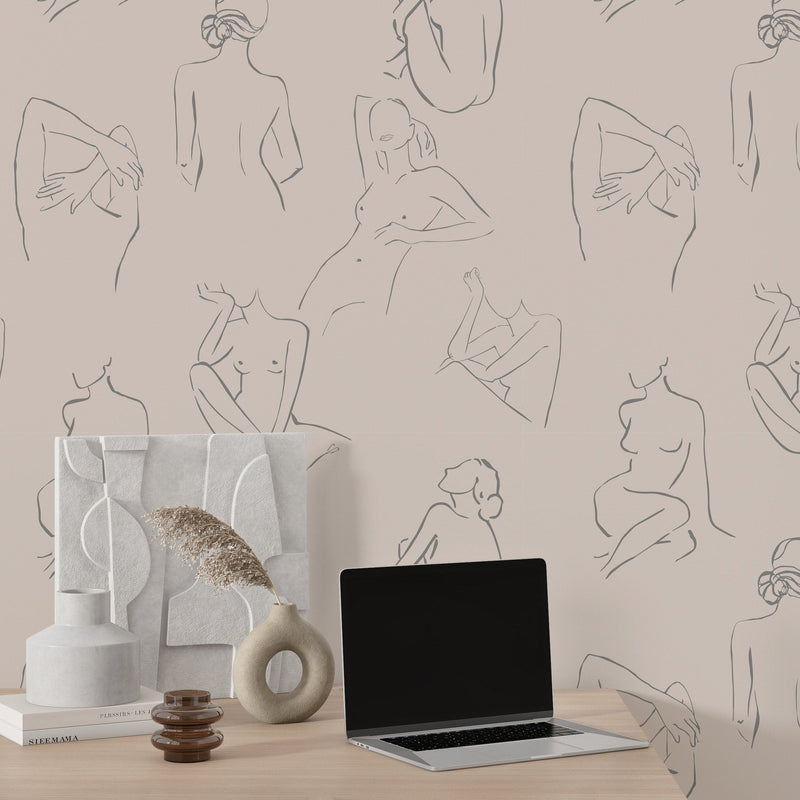 Female Body Wallpaper - Elegant Female Silhouettes for Modern Spaces
