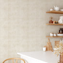Beige Ikat Geometric Japandi Wallpaper