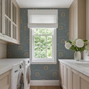 Dusty Blue 70s Retro Mod Arch Geometric Wallpaper