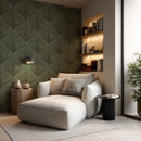 Abstract Petals Wallpaper - Green Art Deco Blockprint