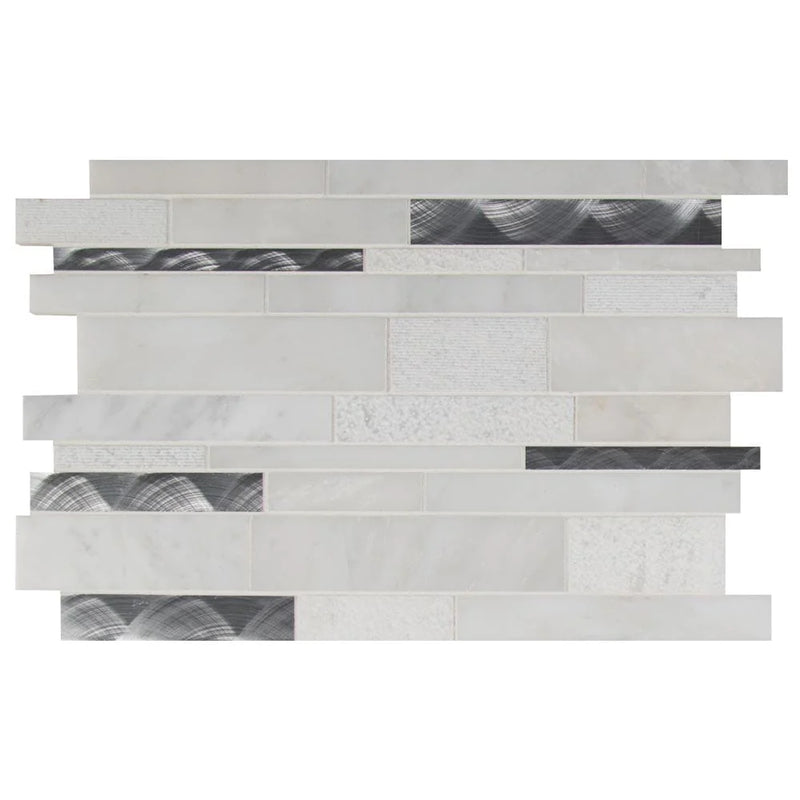 MSI Moderno Blanco Interlocking Stone Metal Mosaic Tile 12"x18"