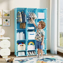 13-Cube Modular Kids Wardrobe with Hanging Rod and Shelves