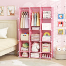 13-Cube Modular Kids Wardrobe with Hanging Rod and Shelves