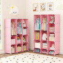 13-Cube Modular Kids Wardrobe with Hanging Rod and Shelves