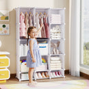 13-Cube Modular Kids Wardrobe with Hanging Rod and Shelves