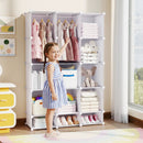 13-Cube Modular Kids Wardrobe with Hanging Rod and Shelves by LJGDeals