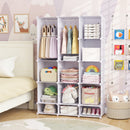 13-Cube Modular Kids Wardrobe with Hanging Rod and Shelves