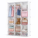 13-Cube Modular Kids Wardrobe with Hanging Rod and Shelves