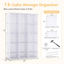 13-Cube Modular Kids Wardrobe with Hanging Rod and Shelves