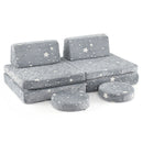 Modular Kids Play Couch Set Glow in the Dark with Portable Handles-Gray