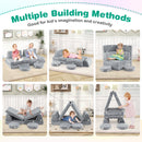 Modular Kids Play Couch Set Glow in the Dark with Portable Handles-Gray