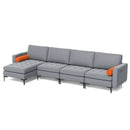 Modular L-shaped 4-Seat Sectional Sofa with Reversible Chaise and 2 USB Socket by LJGDeals