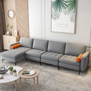 Modular L-shaped 4-Seat Sectional Sofa with Reversible Chaise and 2 USB Socket by LJGDeals