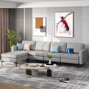 Modular L-shaped Sectional Sofa with Reversible Ottoman and 2 USB Ports