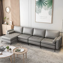 Modular L-shaped 4-Seat Sectional Sofa with Reversible Chaise and 2 USB Socket by LJGDeals