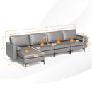 Modular L-shaped 4-Seat Sectional Sofa with Reversible Chaise and 2 USB Socket by DirectDeals