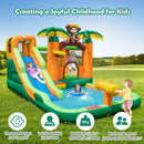 Monkey-Themed Inflatable Water Slide with Jumping Area and Pool with 680W Blower by LJGDeals