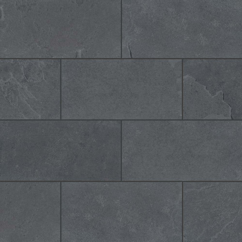 MSI Montauk Black Gauged Slate Wall And Floor Subway Tile