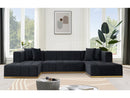 Montecito Black Velvet Double Chaise "U" Shape Sectional Sofa by Ornate Furniture