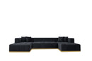 Montecito Black Velvet Double Chaise "U" Shape Sectional Sofa by Ornate Furniture