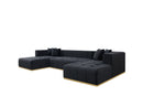 Montecito Black Velvet Double Chaise "U" Shape Sectional Sofa by Ornate Furniture