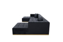 Montecito Black Velvet Double Chaise "U" Shape Sectional Sofa by Ornate Furniture