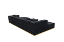 Montecito Black Velvet Double Chaise "U" Shape Sectional Sofa by Ornate Furniture