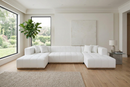 Montecito Ivory Velvet Double Chaise "U" Shape Sectional Sofa by Ornate Furniture