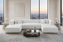 Montecito Ivory Velvet Double Chaise "U" Shape Sectional Sofa by Ornate Furniture