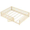 Montessori Bed Frame with Full-length Guardrails Safety Door and Latch by LJGDeals