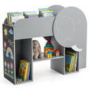 Montessori Bookshelf with Elephant Shape 3-Tier Toddler Toy Storage Organizer-Grey by LJGDeals