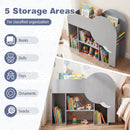 Montessori Bookshelf with Elephant Shape 3-Tier Toddler Toy Storage Organizer-Grey by LJGDeals