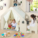 Montessori Style Indoor Playhouse with Storage Bin and Floor Mat for Toddlers Aged 2-6 Years Old-Beige by LJGDeals