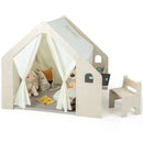 Montessori Style Indoor Playhouse with Storage Bin and Floor Mat for Toddlers Aged 2-6 Years Old-Beige by LJGDeals